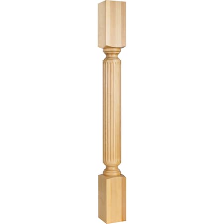 Hardware Resources 3-1/2" Wx3-1/2"Dx35-1/2"H Rubberwood Fluted Post P22RW